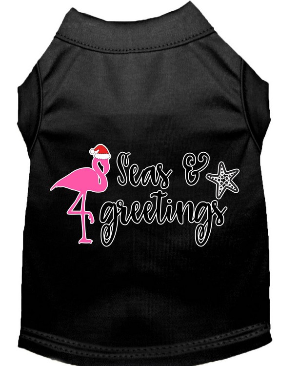 Seas and Greetings Screen Print Dog Shirt Black XS